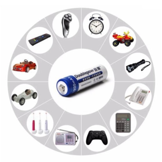 Sạc Pin Doublepow và 4 pin tiểu sạc Doublepow AA 1200mAh dùng cho MIC Hát không dây, đài FM, Đồ chơi, điều khiển ...