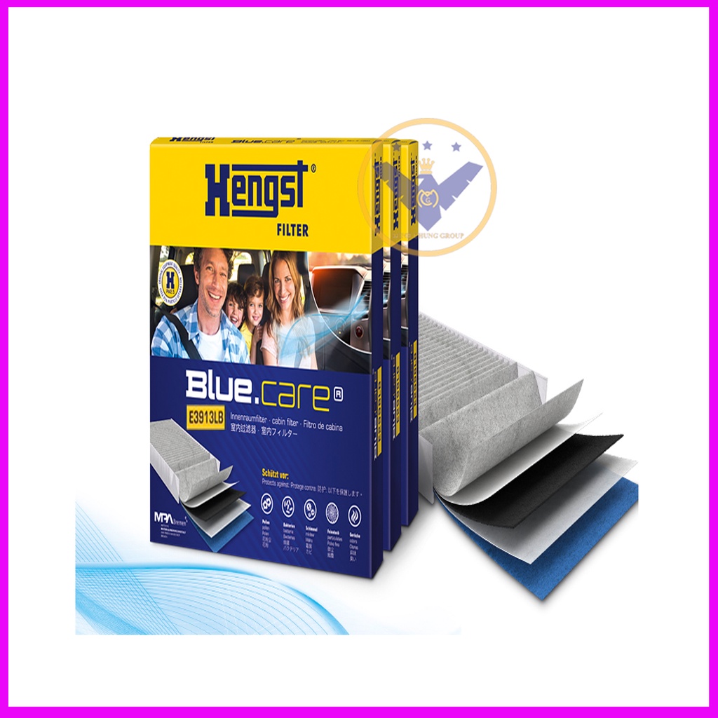 Lọc gió điều hòa Hengst (Đức) Blue Care xe Attrage, Mirage và Xpander, XL7, Ertiga - E3913LB
