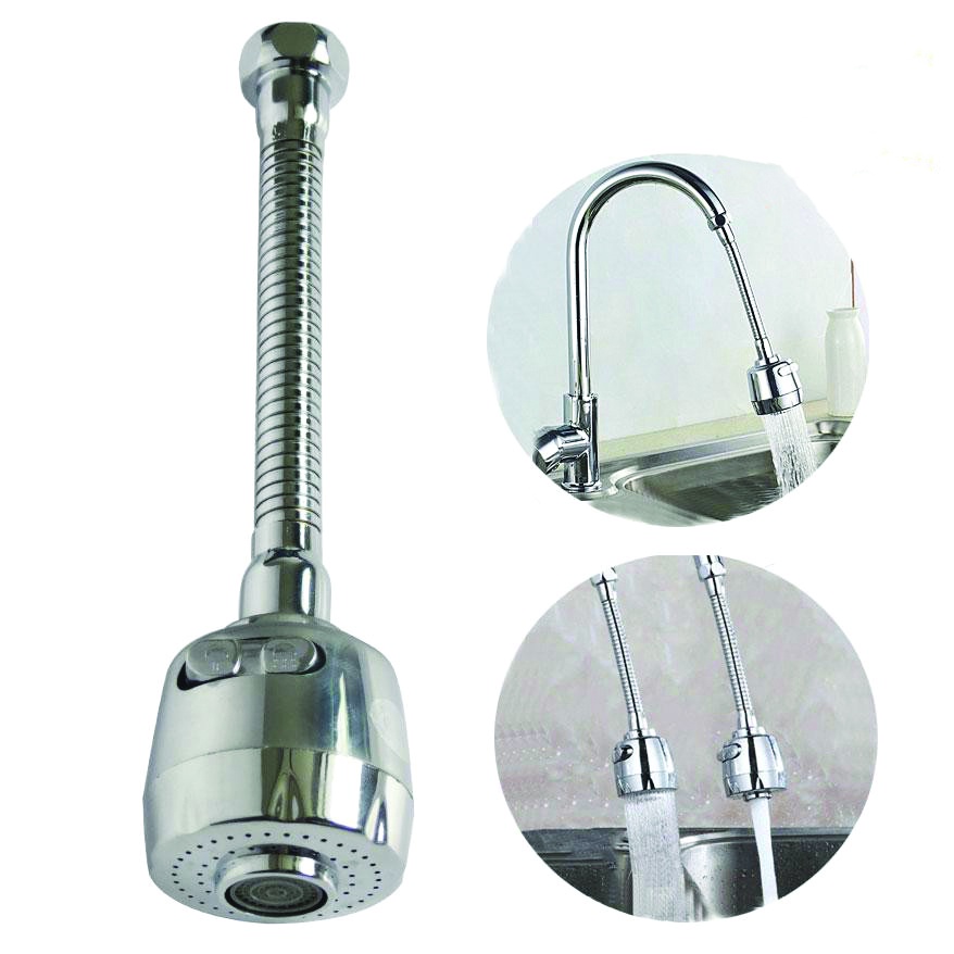 Đầu vòi tăng áp, Tạo Bọt To chế độ nước mạ Crom xoay 360 độ Dài 19cm dây mềm + Ngắn - PK062