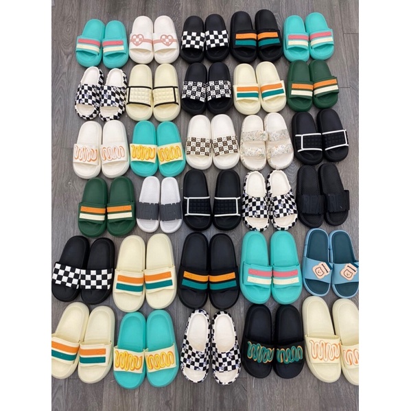 Dép Xốp Quai Ngang Hàn Quốc Form To Nhựa EVA Checkerboard Caro Nam Nữ