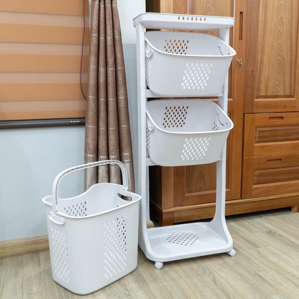 Kệ đa năng 3 tầng có bánh xe việt nhật, đựng quần áo, đồ dùng cho mẹ và bé kệ đựng đồ đa năng