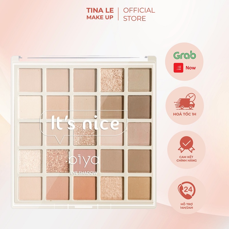 Bảng phấn mắt Biya Good Sunshine 25 màu ánh ngọc trai lấp lánh dùng trang điểm mắt