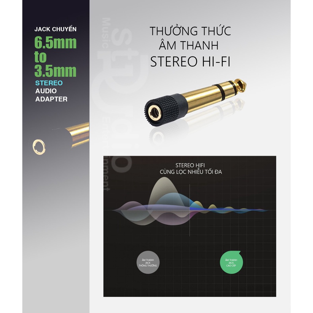 Jack 6ly to Jack 3.5mm Stereo cao cấp, cắm được tất cả tai nghe