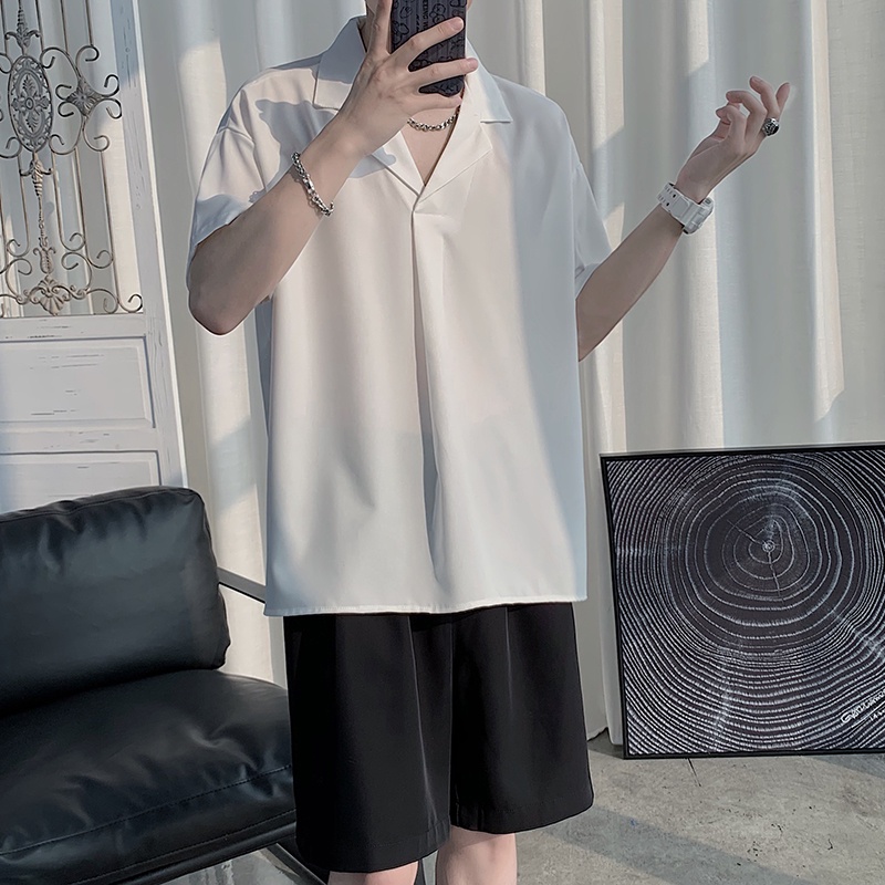 Áo polo Ngắn Tay Màu Trắng Đen Thiết Kế Đơn Giản Thời Trang Hàn Quốc 2022 Cho Nam