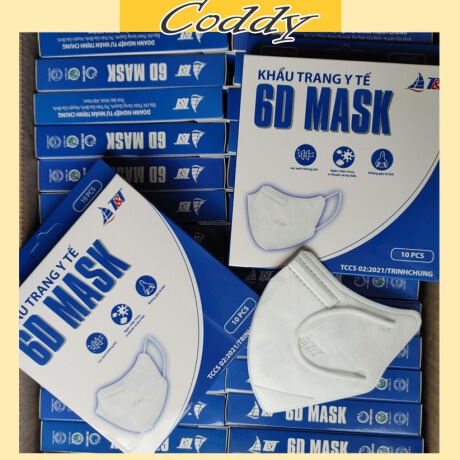 Set 50 chiếc khẩu trang y tế 6D MASK vải không dệt SMS Plus 3+, khẩu trang kháng khuẩn chính hãng T&amp;T MASK