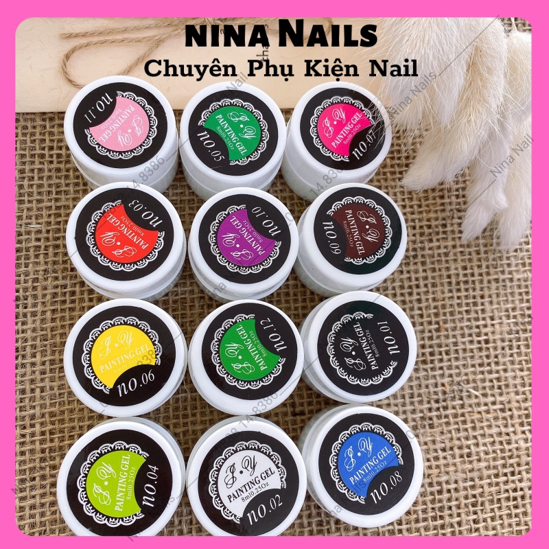 Set Gel Vẽ Nail , Vẽ Móng 12 Màu Siêu Đặc