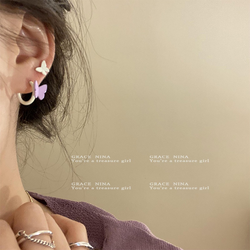 Set 3 đôi khuyên tai RINHOO FRIENDSHIP phong cách bướm đơn giản thời trang cho nữ