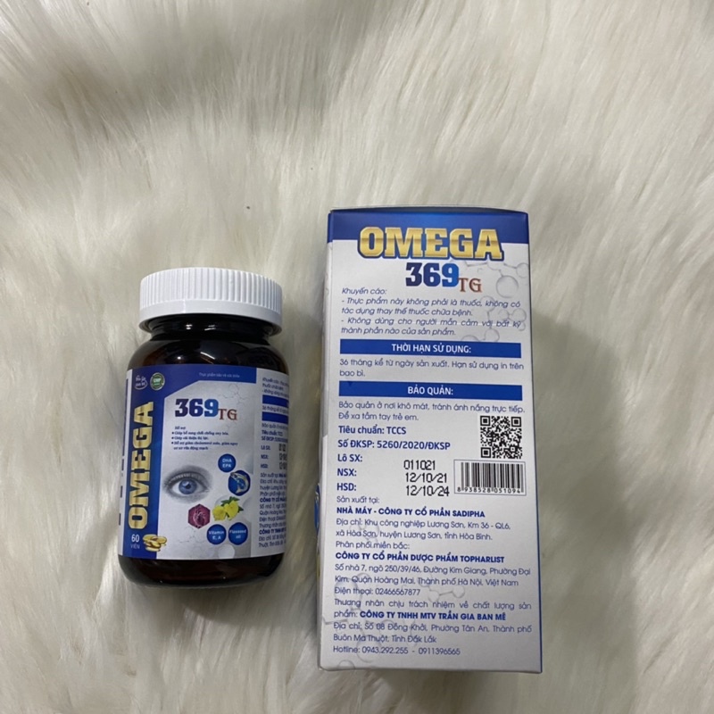 Bổ mắt OMEGA 369 TG hộp 60 viên -Hỗ trợ cải thiện thị lực, giảm cholesteron trong máu - Bổ sung chất chống oxy hoá