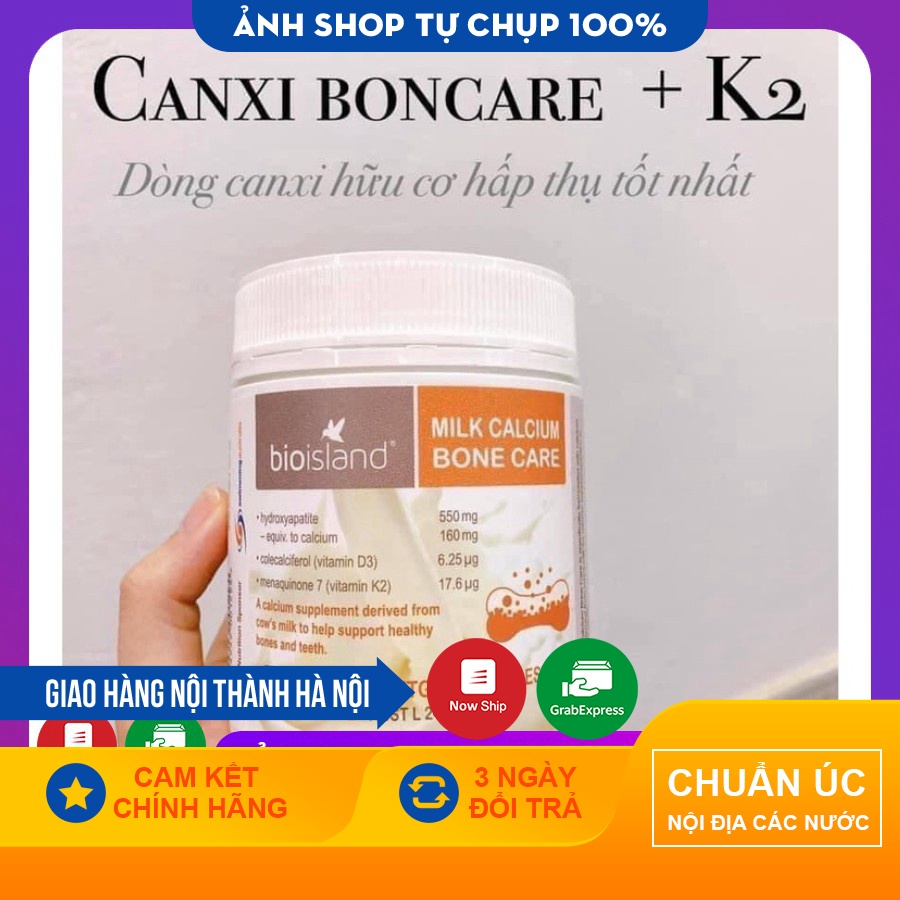 Viên uống Canxi sữa cho người lớn, Canxi hữu cơ, Canxi Bone Care Bioisland 150 viên - Úc