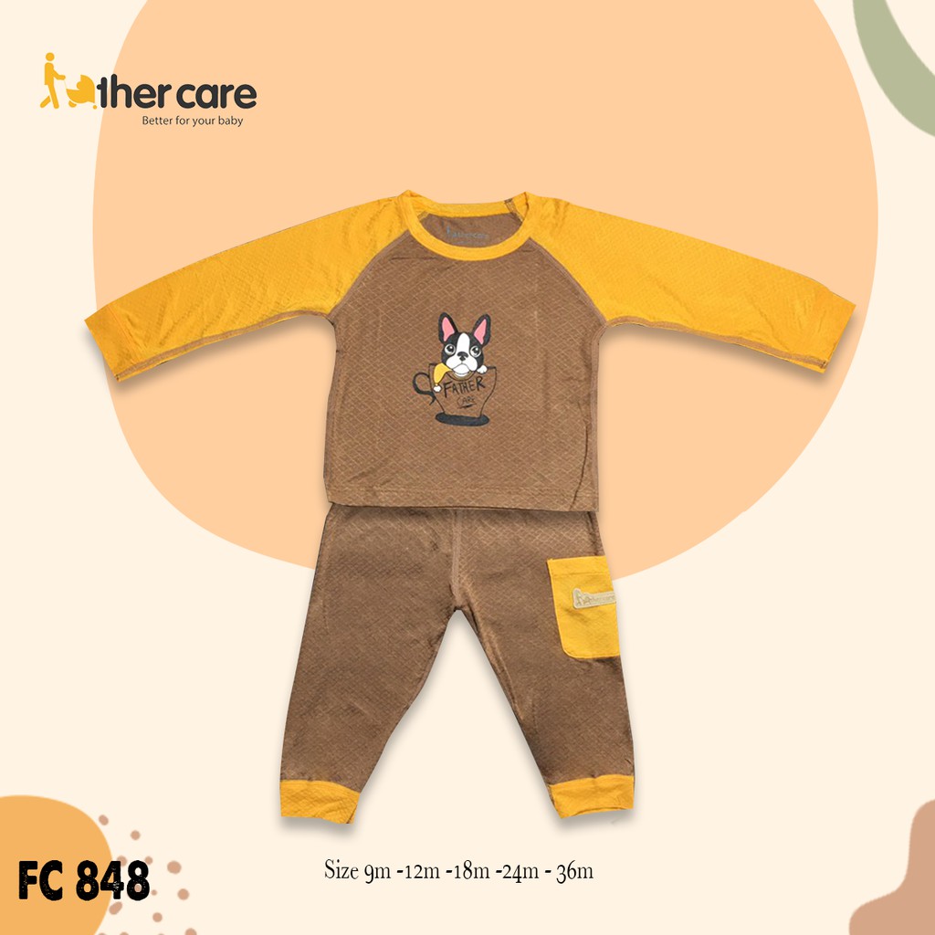 Bộ Quần áo trẻ em FatherCare Raglan DT - Cún tách trà FC848