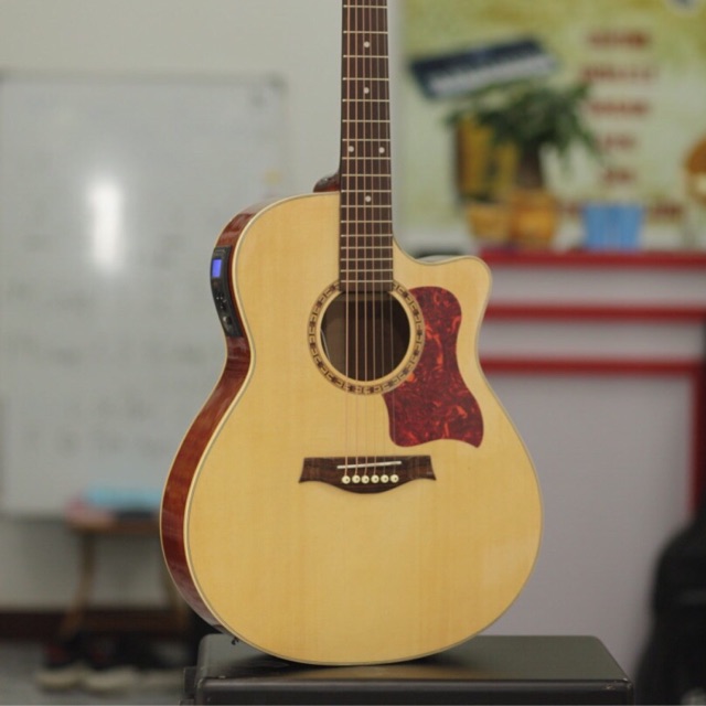 Đàn guitar gỗ nguyên tấm có eq kết nối da loa tích hợp máy chỉnh âm