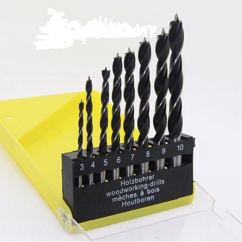 Bộ 8 mũi khoan gỗ bằng thép tốc độ cao có hộp đựng chắc chắn
