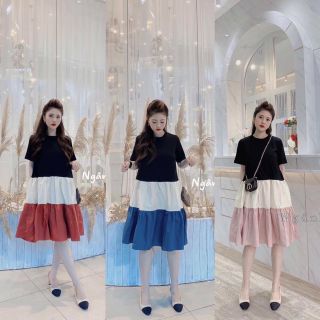 Váy bầu đầm bầu đẹp mùa hè siêu mát KS1V đuôi hồng