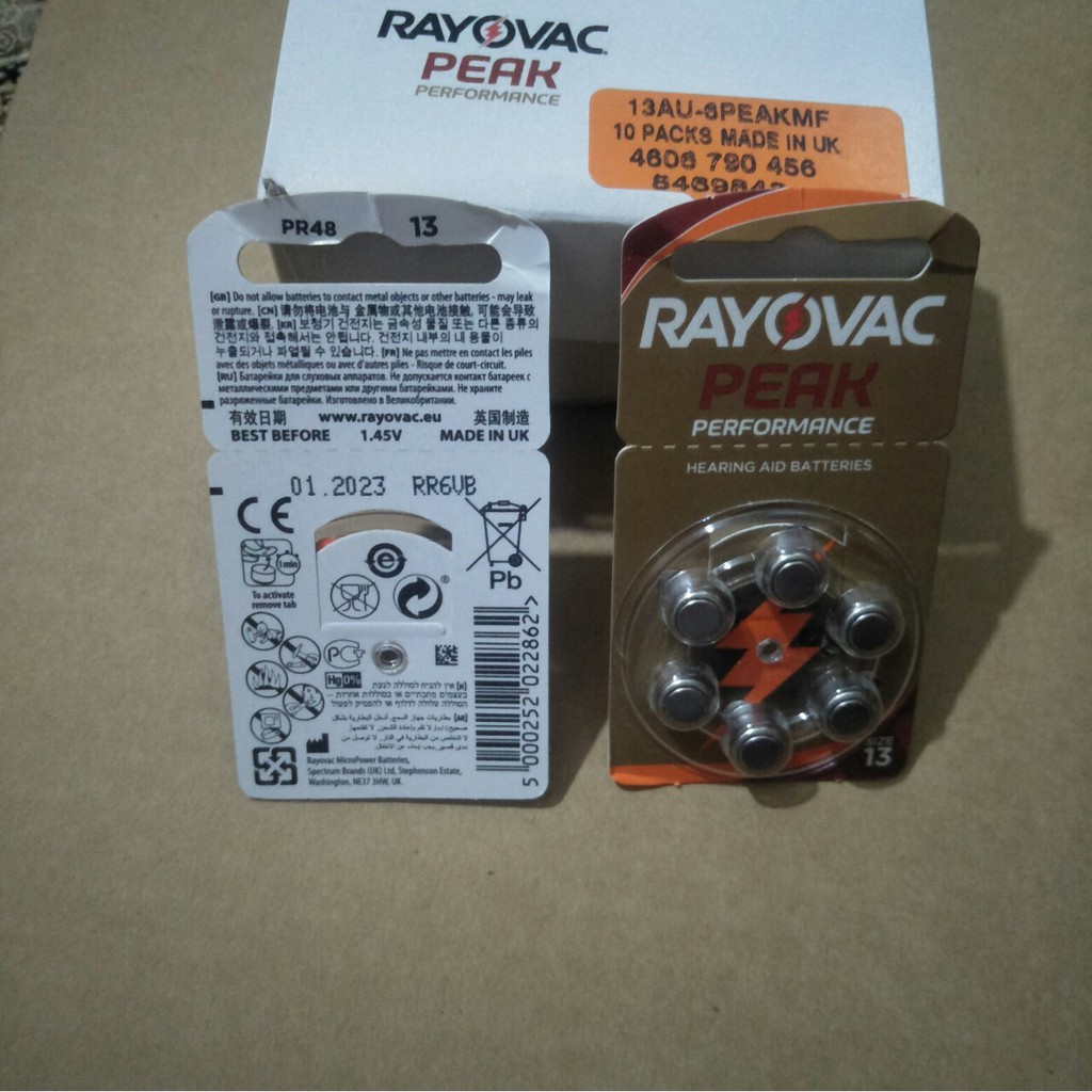 Pin máy trợ thính Rayovac 13 PR48 AG5 vỉ 6 viên