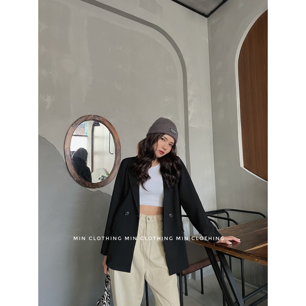 Áo blazer phối tay dáng suông thanh lịch