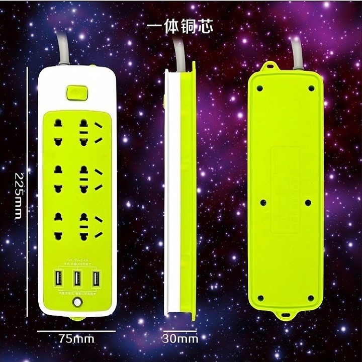 Ổ CẮM ĐIỆN 6 LỖ SẠC NHANH KÈM 3 LỖ SẠC USB THÁI LAN