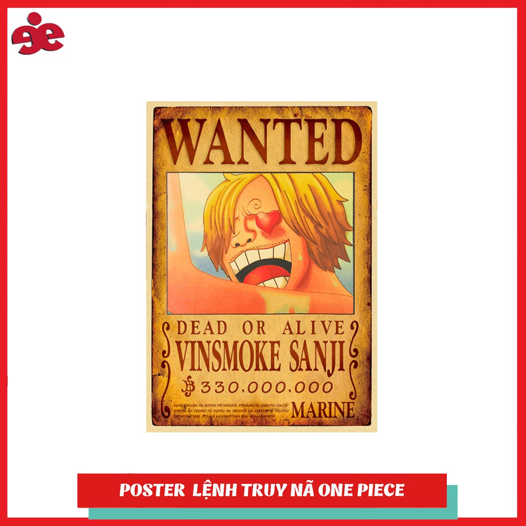 POSTER TRUY NÃ NHÂN VẬT ONE PIECE - PHIM VUA HẢI TẶC