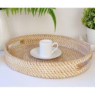 Khay Mây Oval Khay mây bầu dục có tay cầm