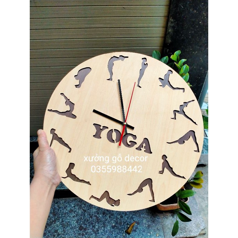 [Siêu Rẻ] Đồng Hồ Treo Tường YOGA Tư Thế Chào Mặt Trời 30x30cm