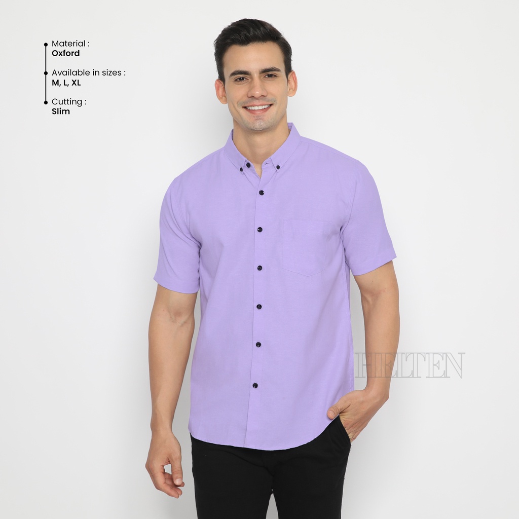 Áo Sơ Mi Nam Ngắn Tay Helten Lilac / Purple Oxsford & 8 Màu