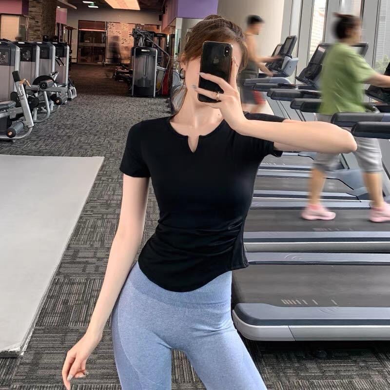 ÁO THỂ THAO NỮ NHÚN EO CỔ V HOT TREND TẬP GYM, CHẠY BỘ,AEROBIC, DANCE