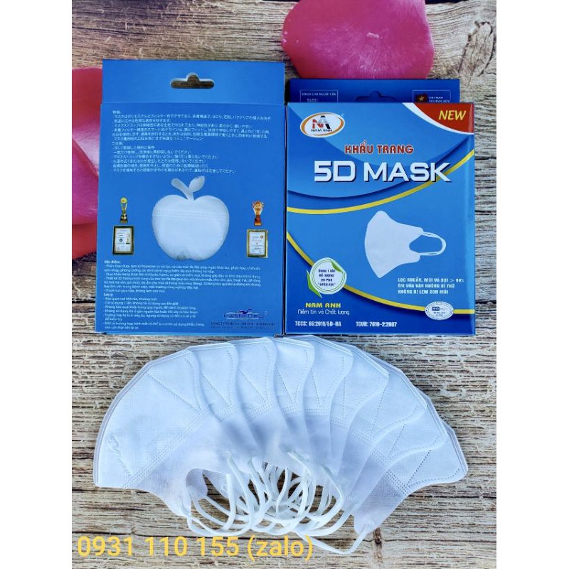 hộp 10 cái Khẩu Trang Y Tế 5D Mask Nam Anh quai thun