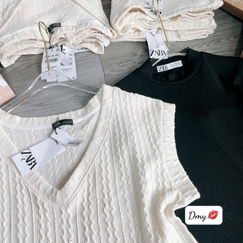 Set áo gile, váy body cổ lọ Zara
