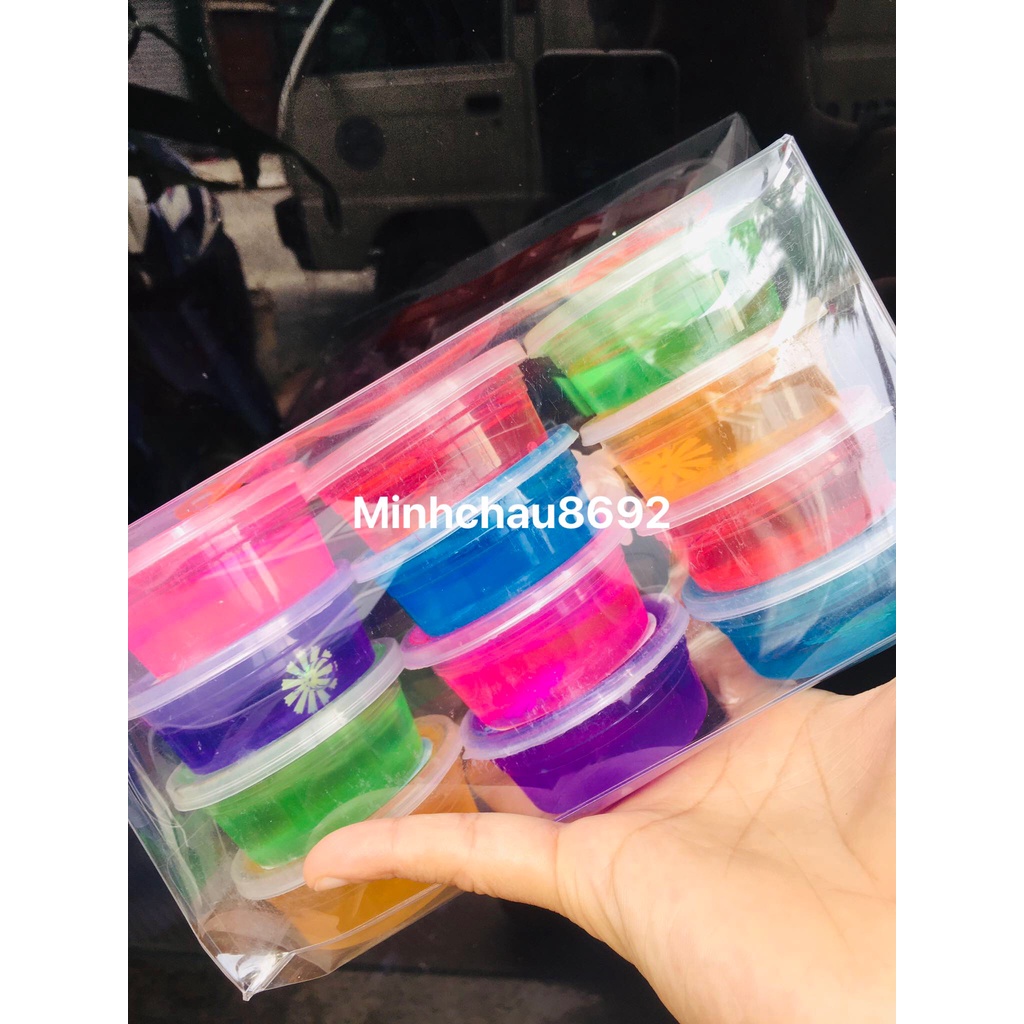 vỉ 12 hộp slime có hạt hoa