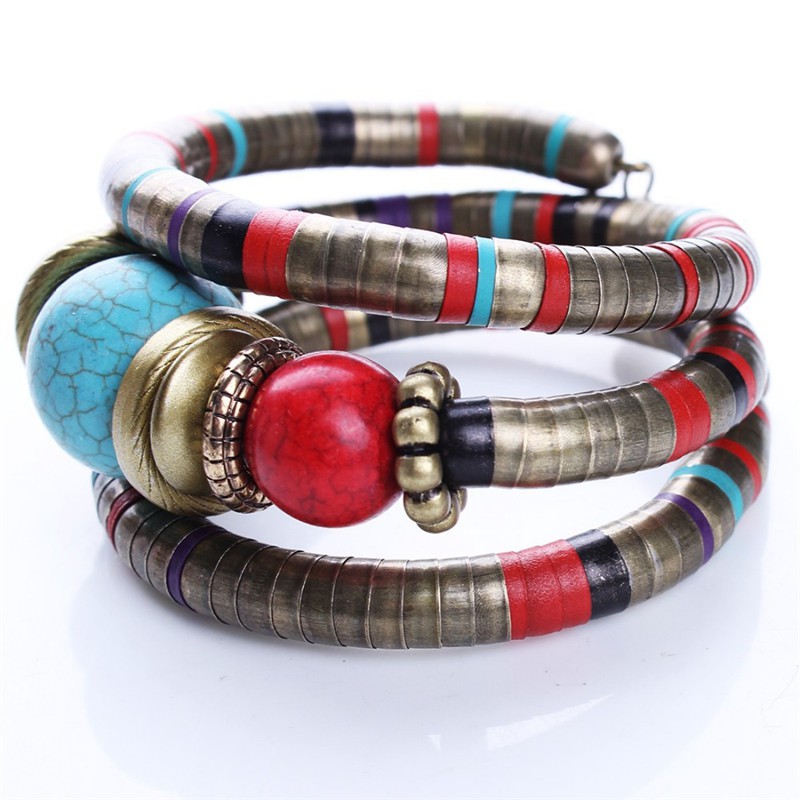 Vòng đeo tay đá ngọc lam nhân tạo phong cách Boho đẹp mắt