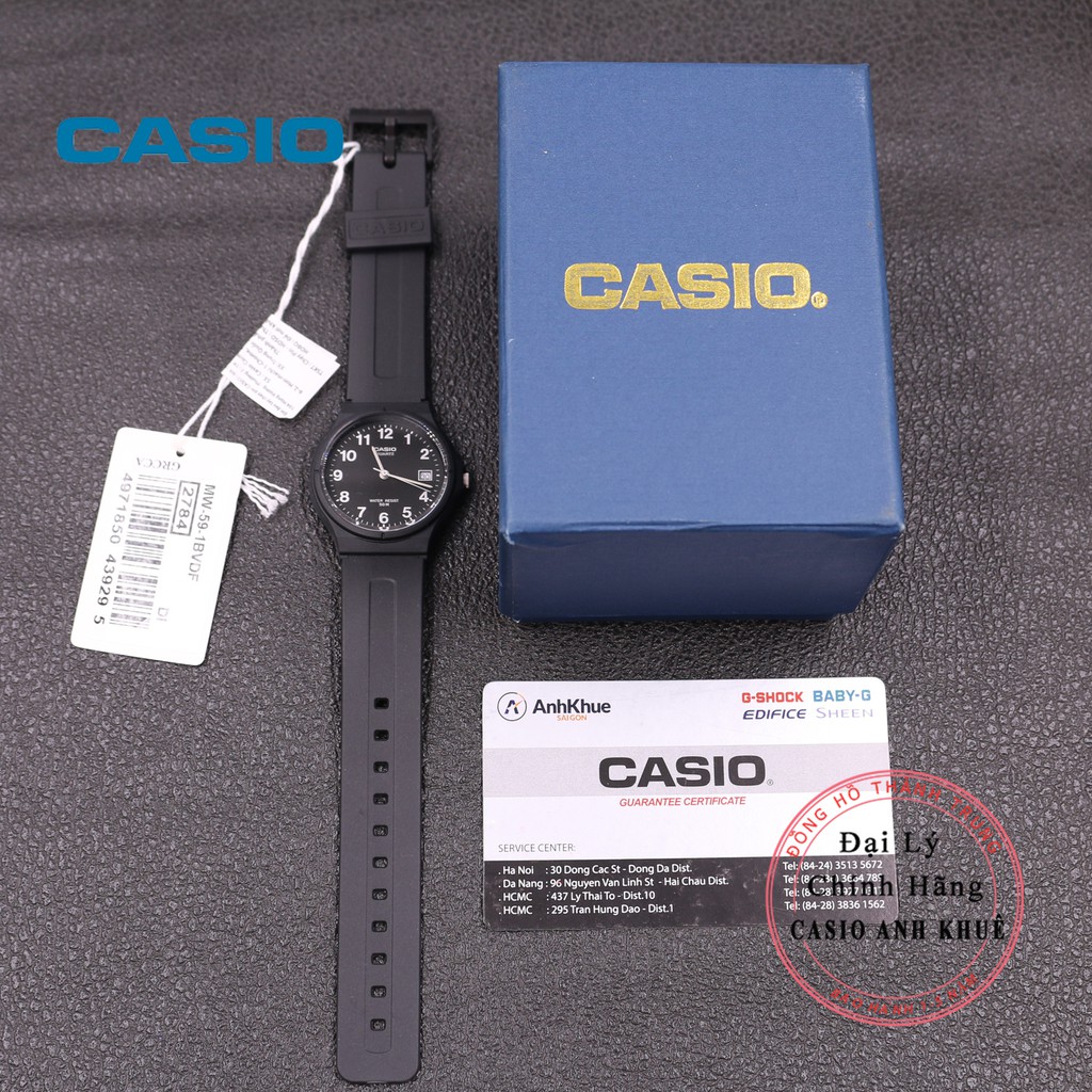 [Mã FARSBR243 giảm 15% đơn 249K] Đồng hồ Unisex Casio MW-59-1BVDF dây nhựa