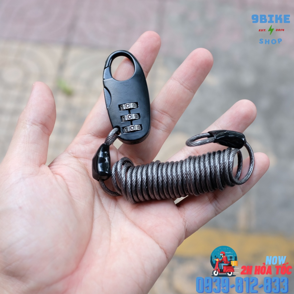 Khóa Dây Xe Đạp Chống Trộm Mật Mã 3 Số Lõi Thép Cao Cấp Chống Cắt Rockbros