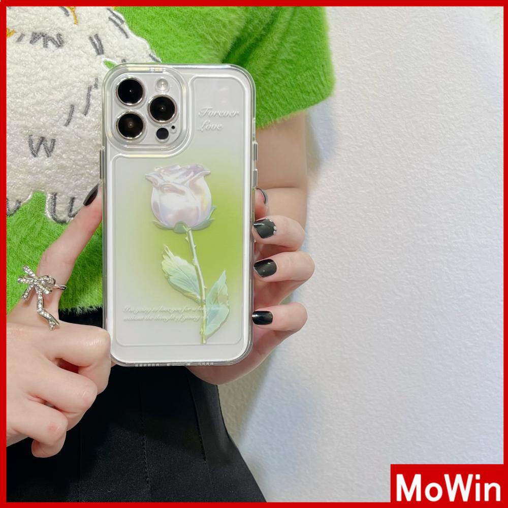 iPhone Case Luxury Silicone Soft Case Clear Case Shockproof Protection Camera White Rose Flower Compatible For iPhone 11 iPhone 13 Pro Max iPhone 12 Pro Max iPhone 7Plus iPhone xr