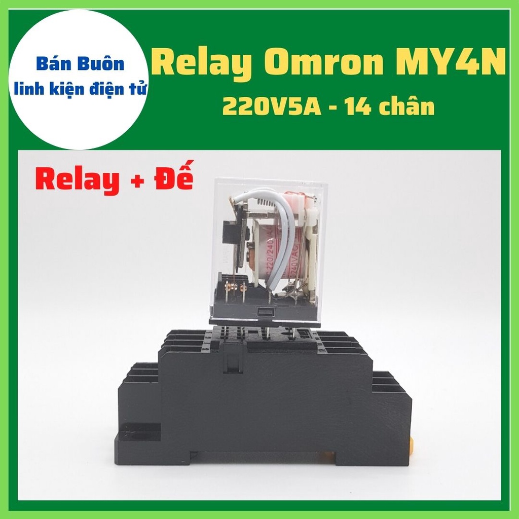 Relay omron 220V 14 chân, Rơ le trung gian 220v, relay 220V, relay 14 chân, relay 220v5a 14 chân