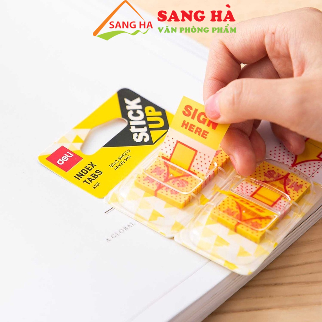 Giấy note phân trang trình ký SIGN HERE A101 - Hàng chính hãng Deli