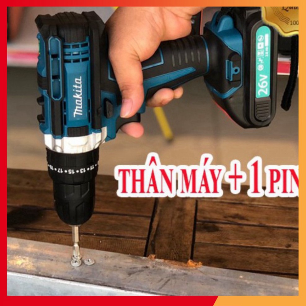 Máy Khoan Pin MAKITA 26V - khoan tường, bắn vít - TẶNG Kèm 24 Chi Tiết - Kho Miền Nam