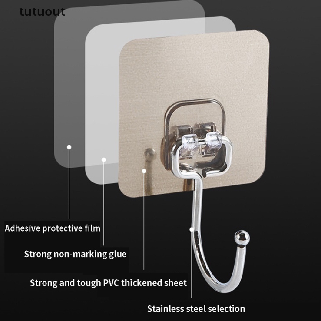 Bộ 5 Móc Treo Đồ Dán Tường Bằng Thép Không Gỉ Chống Trượt