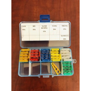 Hộp 60 cầu chì từ 05 đến 30Ampe tặng kèm kẹp gắp như hình.