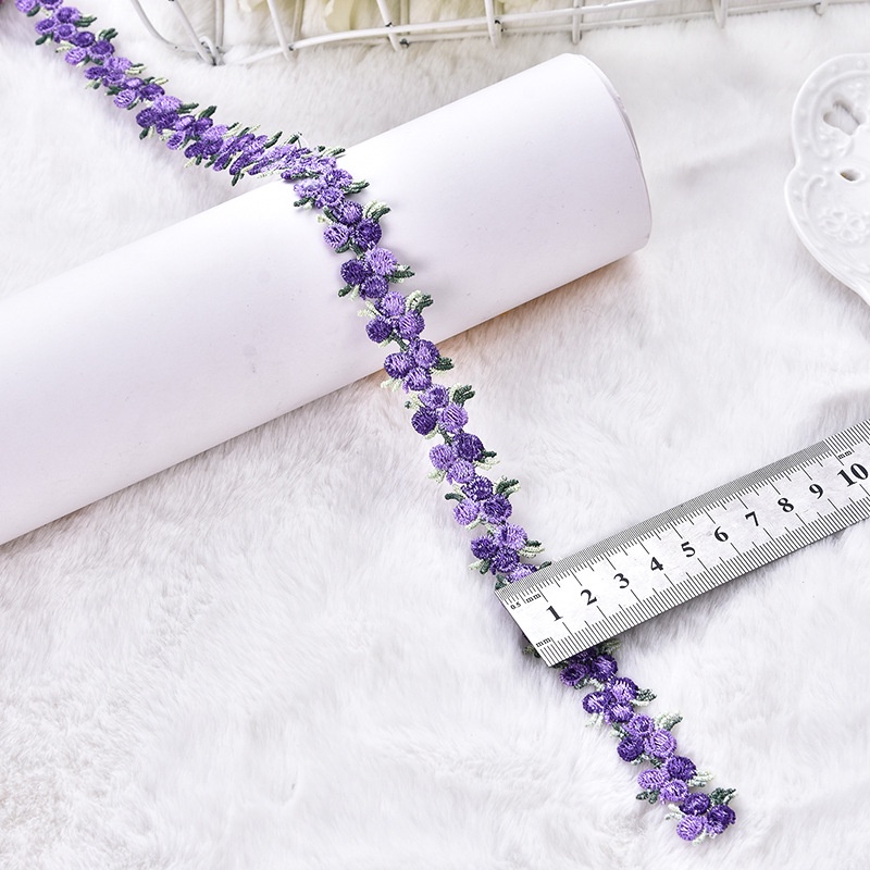 Ruy băng ren hoa hồng 2cm ba chiều polyester lụa ren cao cấp, phụ kiện handmade