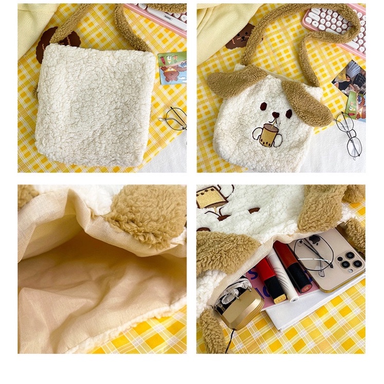 Túi đeo chéo bông hình cún đáng yêu (hình thật)