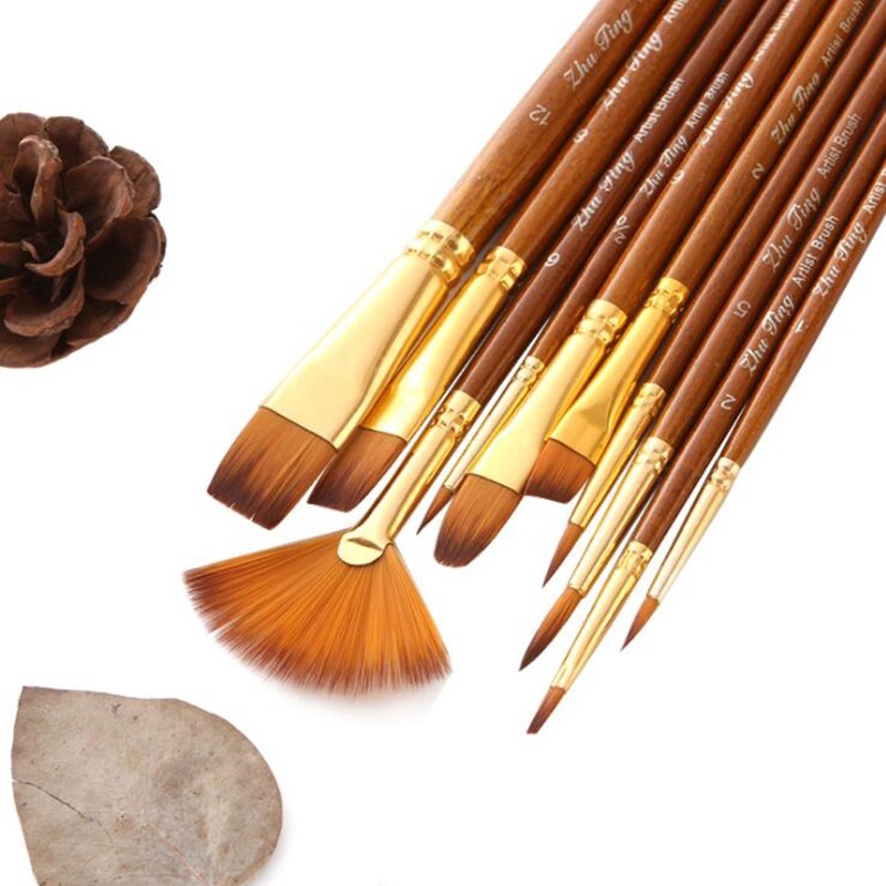 Set 10 Cọ Vẽ Tranh Sơn Dầu Chuyên Dụng