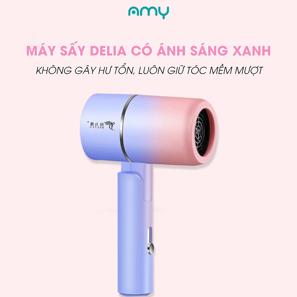 [Mã BMBAU50 giảm 7% đơn 99K] Máy Sấy Tóc mini công suất lớn sấy 2 chiều nóng lạnh AMY FLOWERS có đầu thổi kèm theo