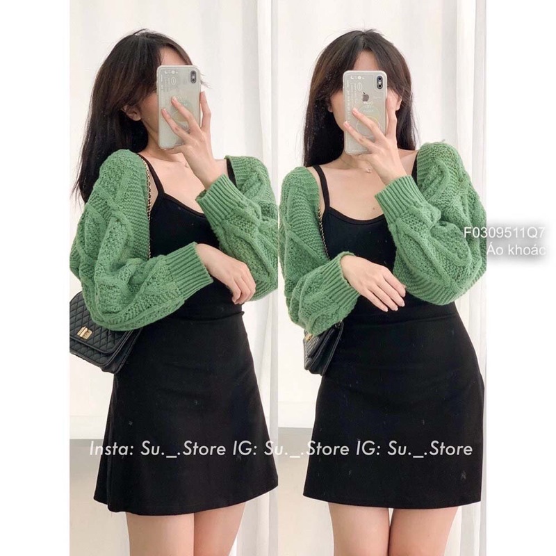 Áo khoác Len croptop hoạ tiết vặn thừng kiểu dài tay TT0309