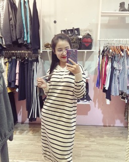 VÁY LEN KẺ 2 MÀU