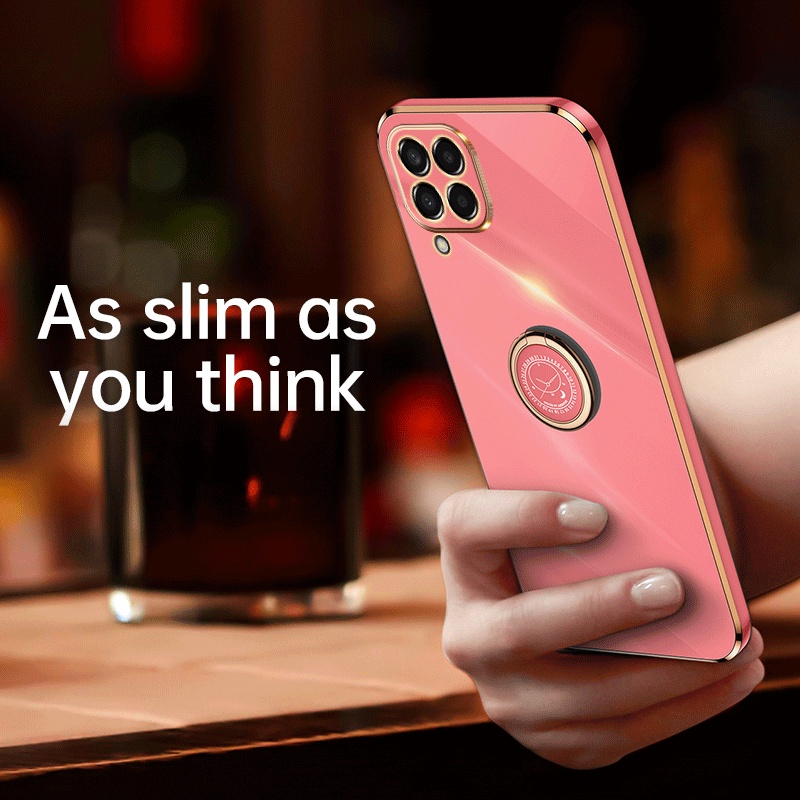 Ốp Điện Thoại Mềm Siêu Mỏng Có Vòng Đỡ 6D Cho Samsung Galaxy M14 5G M33 M53 M22 M32 M51 M62