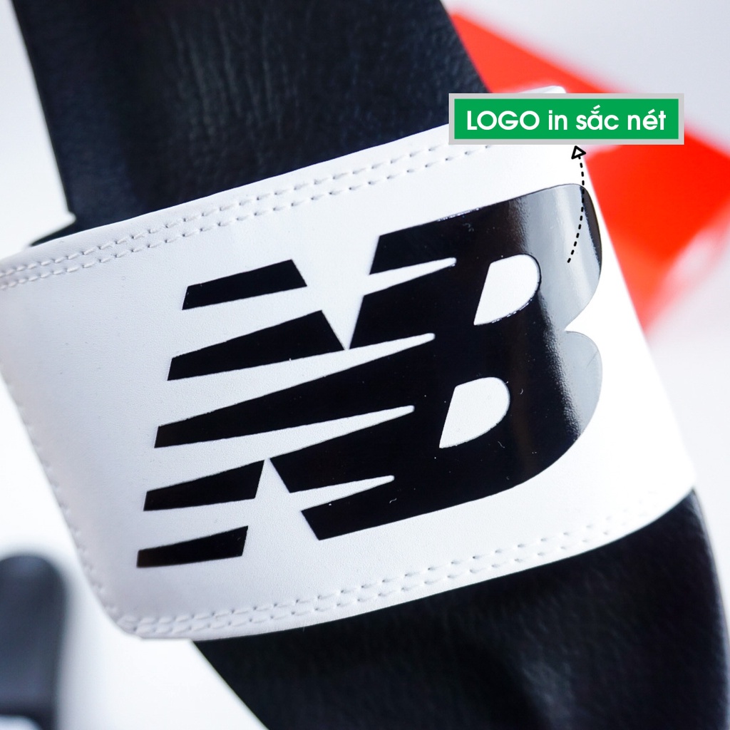 Dép nam NB New Balance  - quai ngang dán xé - phối màu trắng và đen - siêu nhẹ và êm