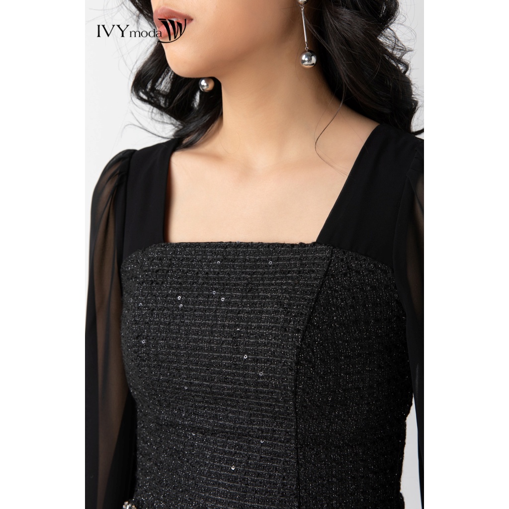 Áo sơ mi nữ cổ vuông IVY moda MS 17B9115