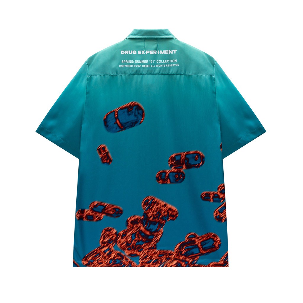 Áo Sơ Mi Tay Ngắn Unisex DRUG EXPERIMENT Vải Silk HADES Brand Chính Hãng