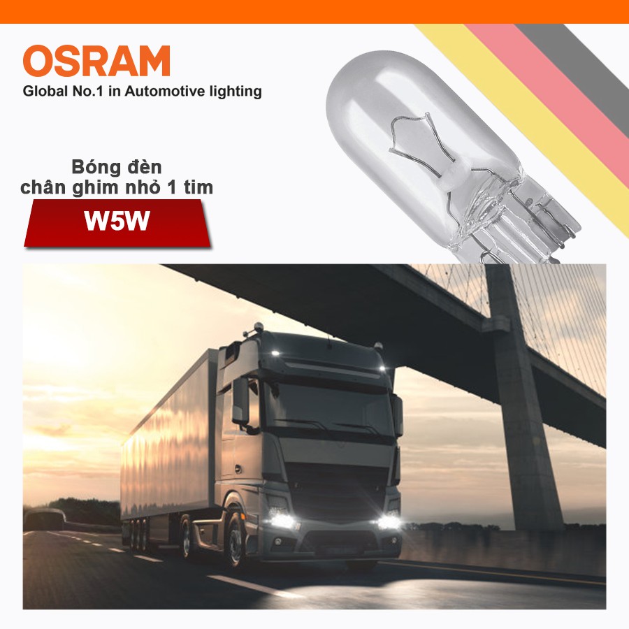 [Mã BMINC50 giảm 10% đơn 99k] Combo 2 Bóng Đèn Chân Ghim Nhỏ 1 Tim OSRAM Original W5W 24V 5W - Nhập Khẩu Chính Hãng