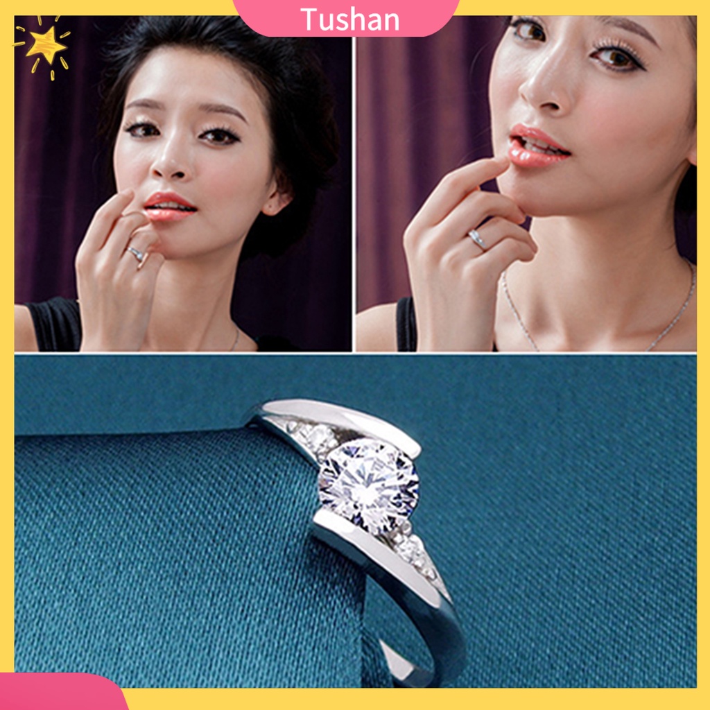 Nhẫn mạ bạc 925 đính đá sang trọng cho nữ