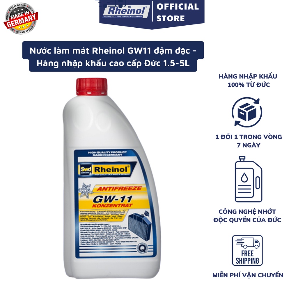 Nước làm mát Rheinol GW11 đậm đặc - Hàng nhập khẩu cao cấp Đức 1.5-5L